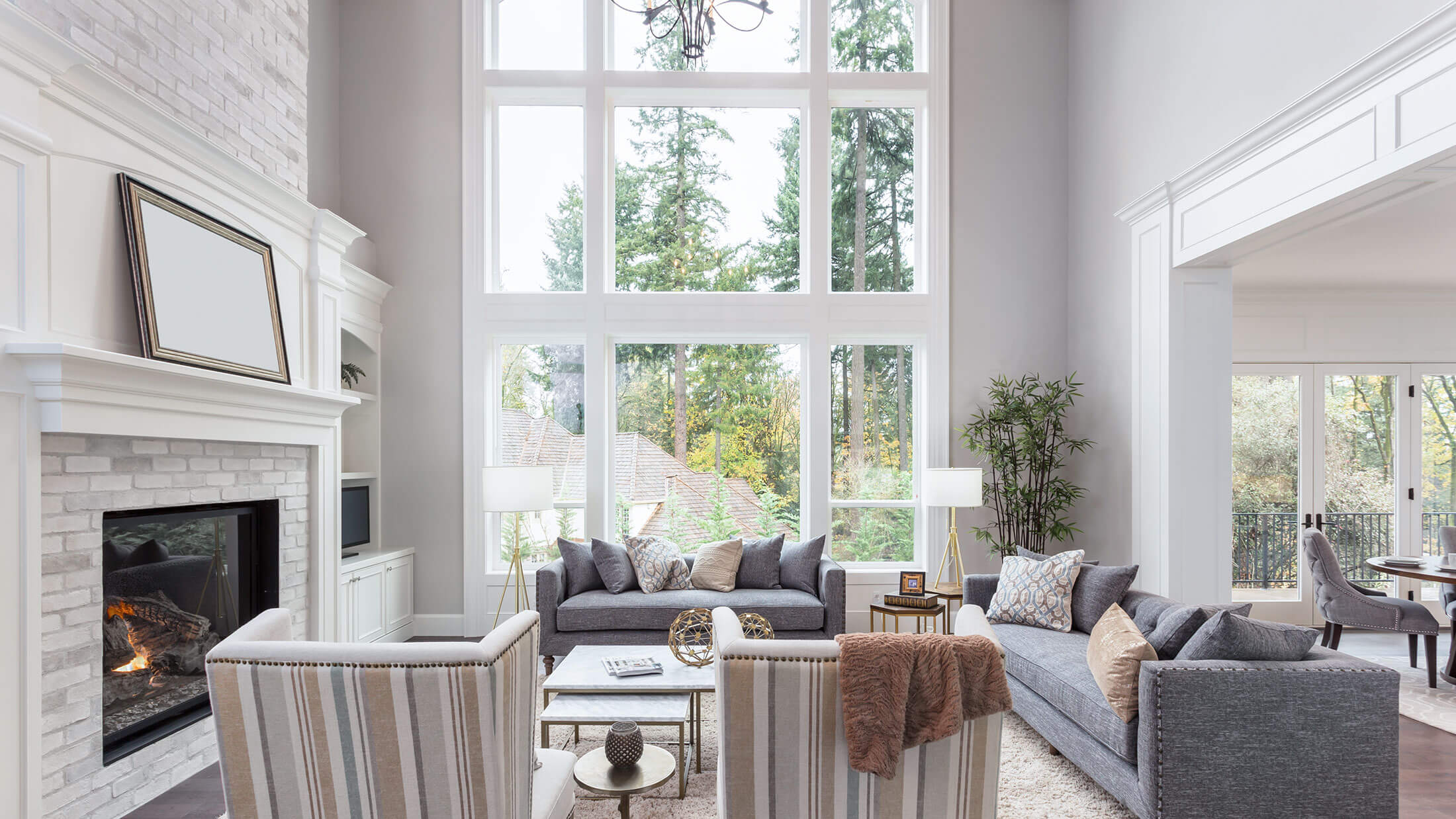 Modern Living area displaying an example of out Timeless Series windows